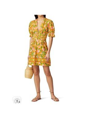 FARM Rio Mini Cashew Mini Dress, orange/green , Size S O41